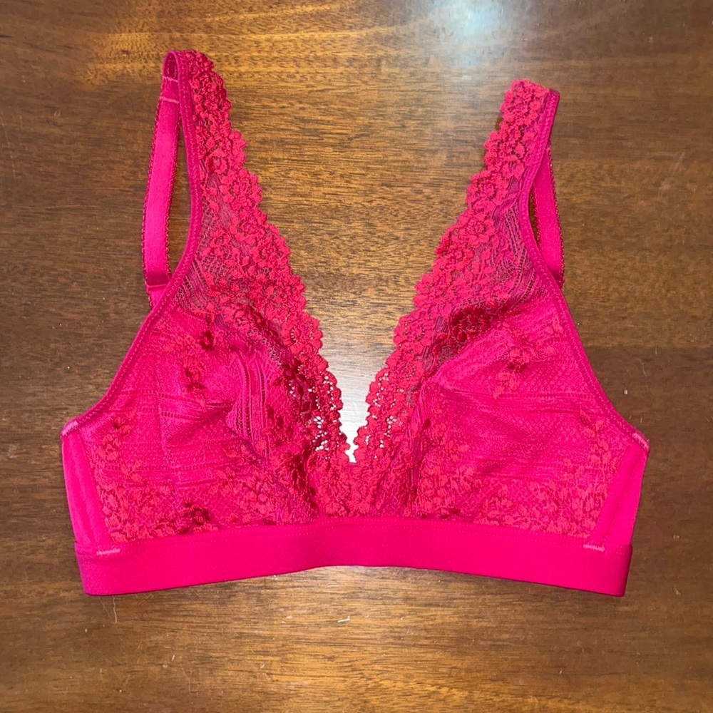 WACOAL Embrace Lace Deep-V Bralette Size 34 Pink Convertible